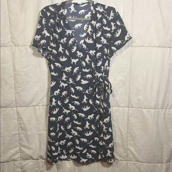 J. Crew Dresses & Skirts - J. Crew Blue Animal Print Midi Wrap Dress